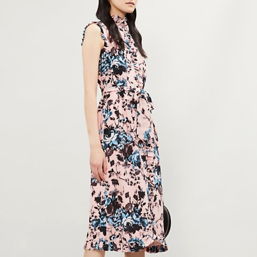 ERDEM SEBLA Floral Pink and Blue Sleeveless Dress Size 6